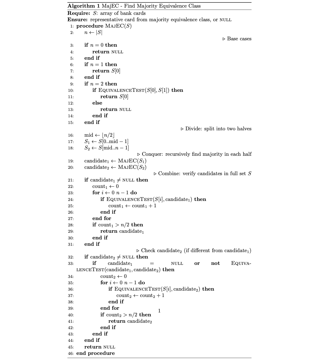 MajEC algorithm pseudocode